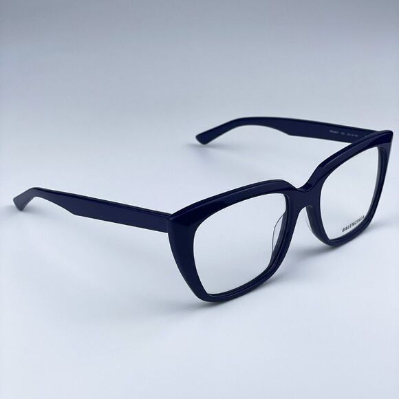 NEW Balenciaga BB0062O 006 Dark Blue Logo Square Women Eyeglasses - Picture 8 of 11
